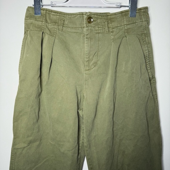 Anthropologie Maeve Green Wide Leg Cropped Pants | Utility Barrel Trouser 6 - Picture 3 of 10